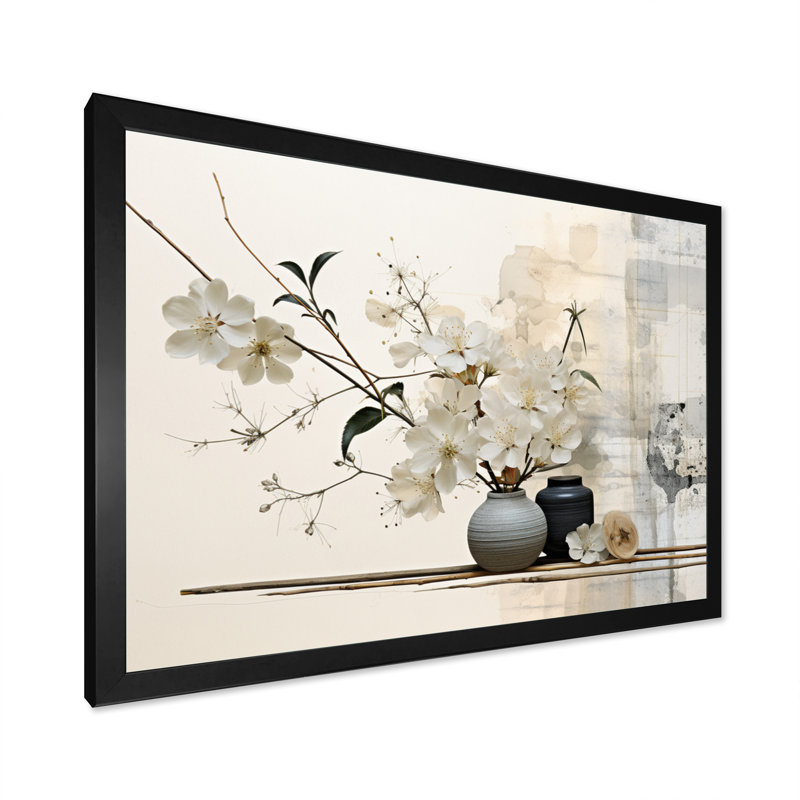 «Asian Art Sumie Zen II», reproduction d'art sur toile asiatique, H 24 po x l 32 po, Noir, Single Picture Framed
