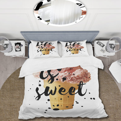 Pink/Black/White Microfiber Duvet Cover Set