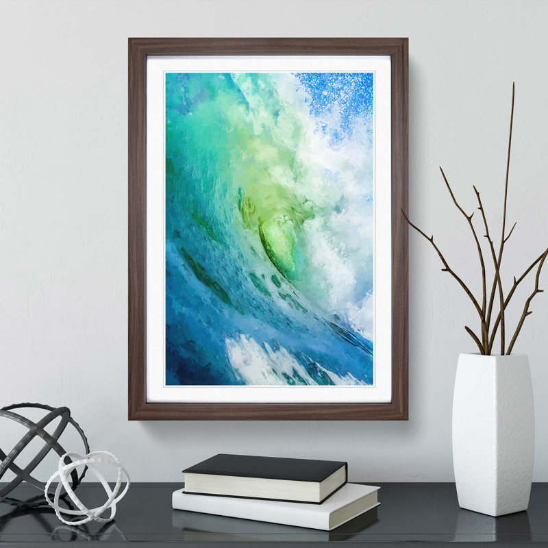 The Curl of a Wave in Abstract - Picture Frame Graphic Art Print, Walnut Framed, 65cm H x 48cm W x 2cm D