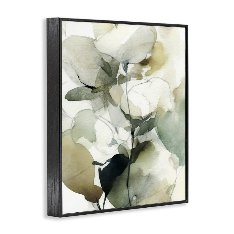 Giclées encadrées florales en mouvement, dessin de Svetlana Aleynikova, H 20 po x l 16 po, Giclée encadrée noir minuit