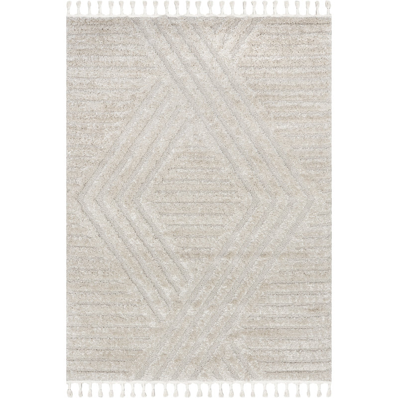 Tapis à poil long à motif géométrique Risette, Rectangle 4pi x 6 pi