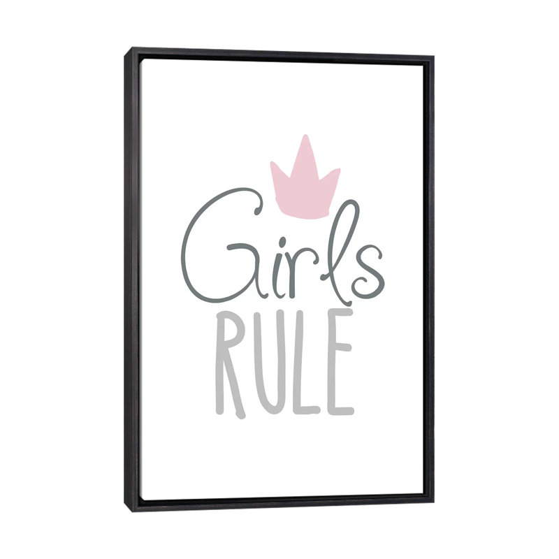 «Girls Rule», reproduction d'art textuel, Pas de tapis, H 40 po x l 26 po x P 1,5 po, Toile avec cadre noir patiné