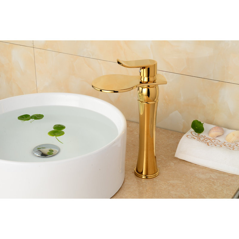 Single-Hole Single-handle Bathroom Faucet with Drain Assembly, Shing Polish Gold