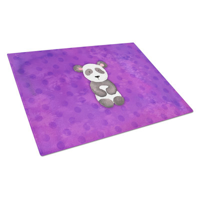 Caroline's Treasures Tempered Glass Polka Dot Panda Bear Watercolor Cutting Board