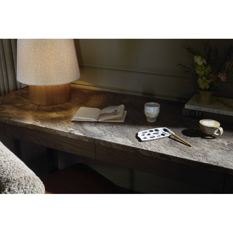 Writing Desk, Warm Grey Marble/Brown