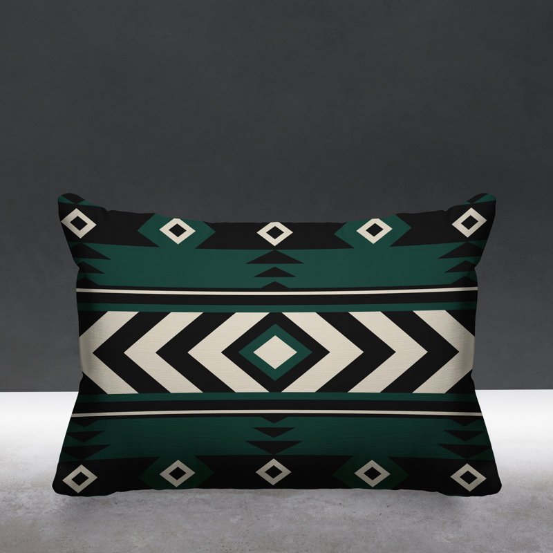 Coussin intérieur / extérieur Fika Southwestern, Émeraude