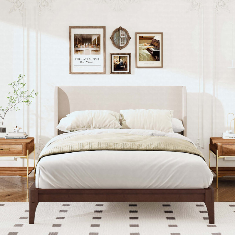 Premium Bamboo Platform Bed with Stylish Headboard and Ample Storage, King, Brown