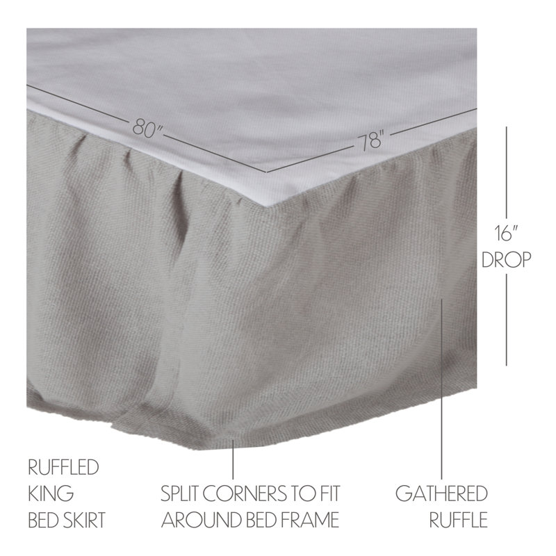 Burlap Dove Grey Tailored Bed Skirt, King