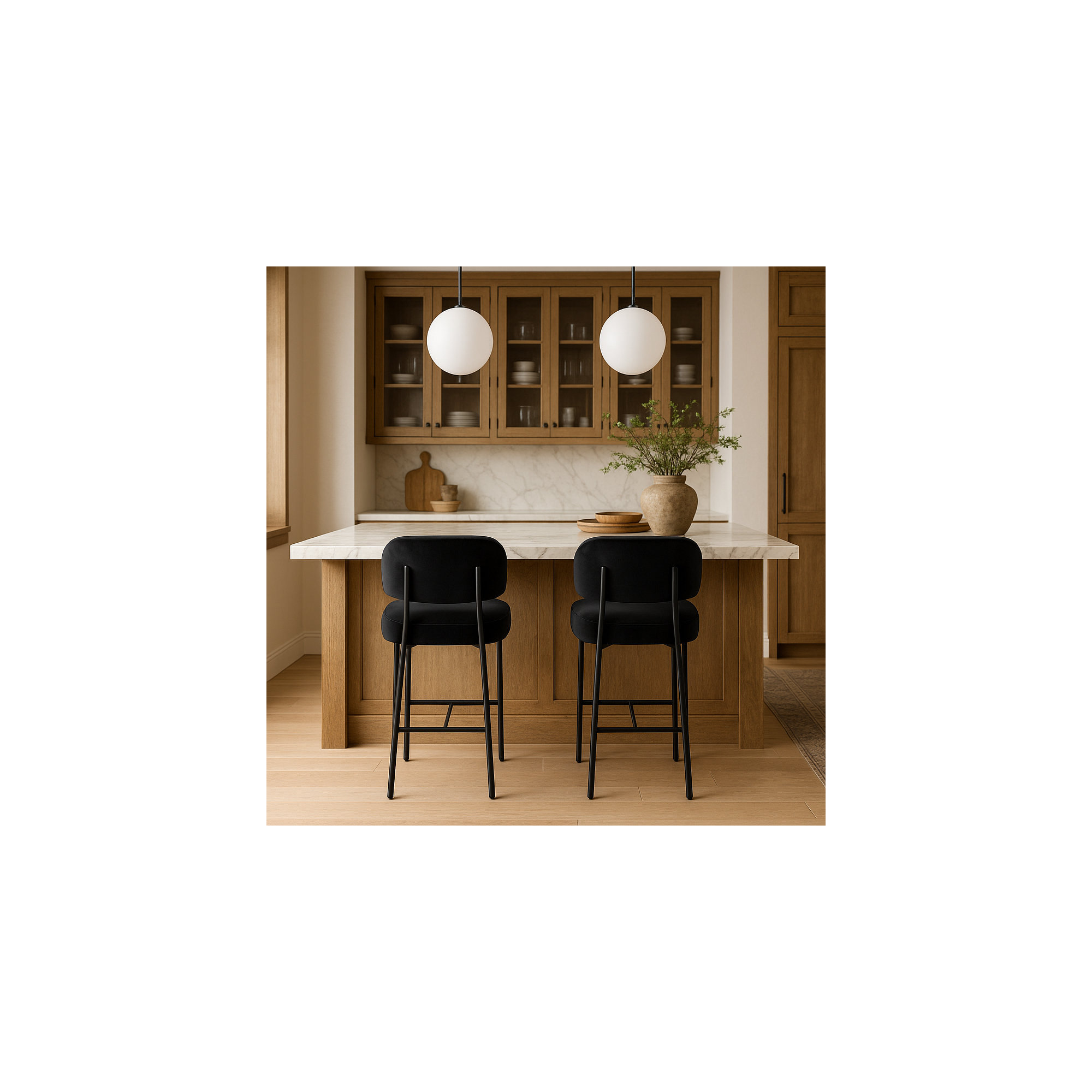Zarelle Upholstered Counter Stool, Black Performance Fabric