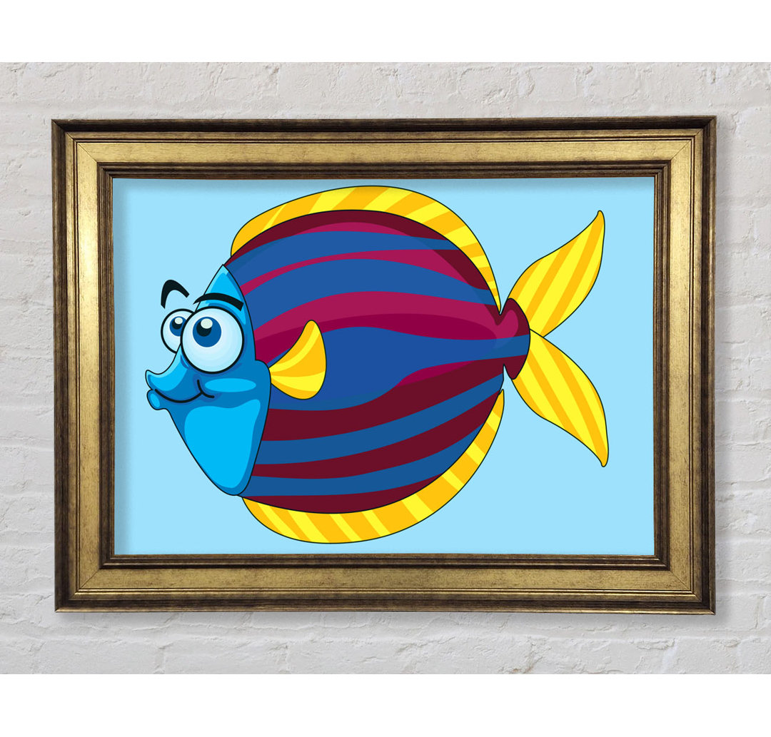 Big Happy Fish Baby Blue - Einzelner Bilderrahmen Kunstdrucke