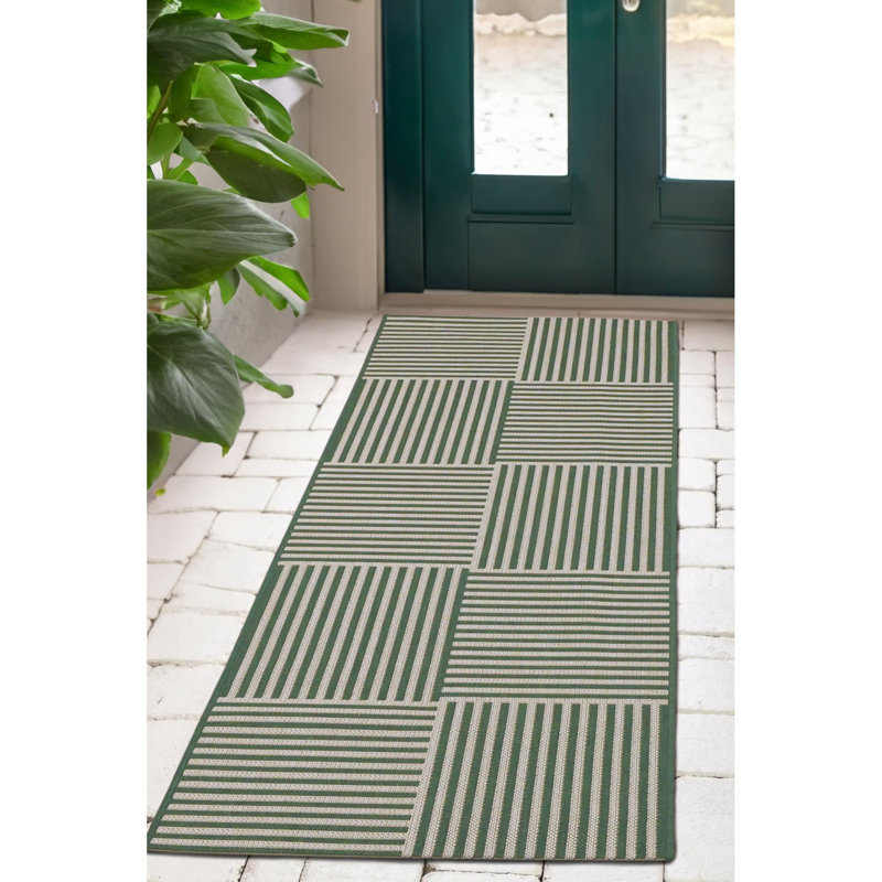 Striped Indoor / Outdoor Area Rug, Runner 67 x 200 cm