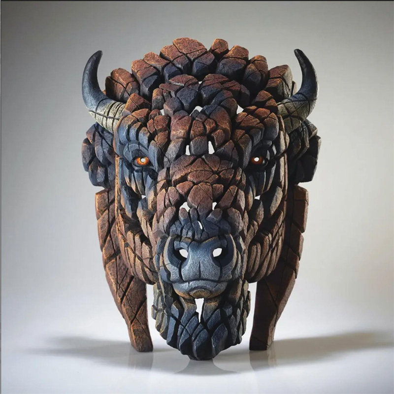 Sculpture buste de bison nord-américain Enesco