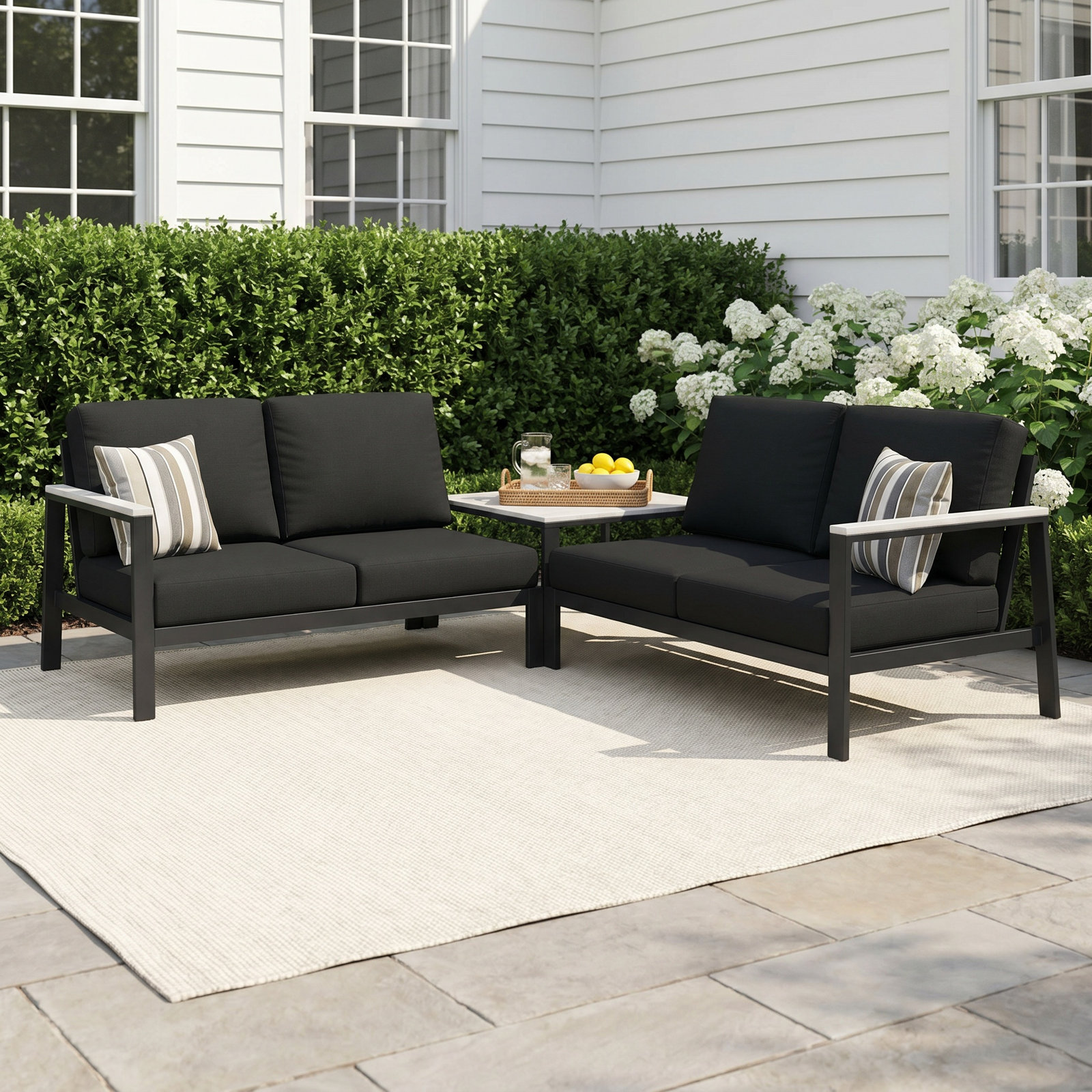 Townsend 4-Person Patio Seating Group, Canvas Black Sunbrella® Canvas