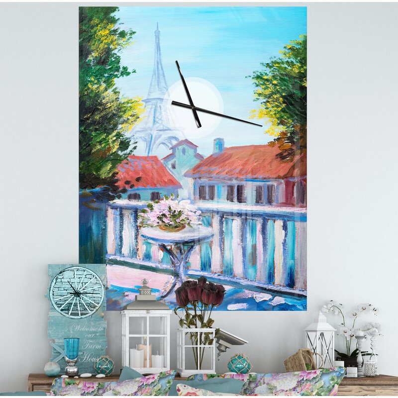 Country wall clock - Paris Eiffel Tower - French Country wall clock