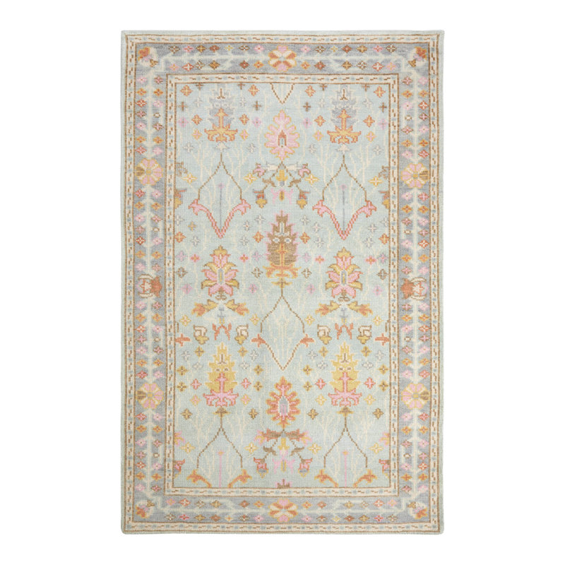 Tapis en laine noué à la main Mara Sky, Rectangle 6 pi x 9 pi