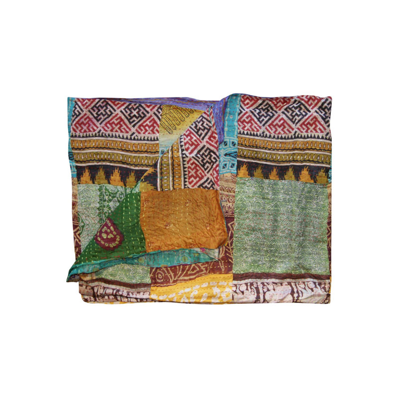 Kantha Quilted Throw Blanket