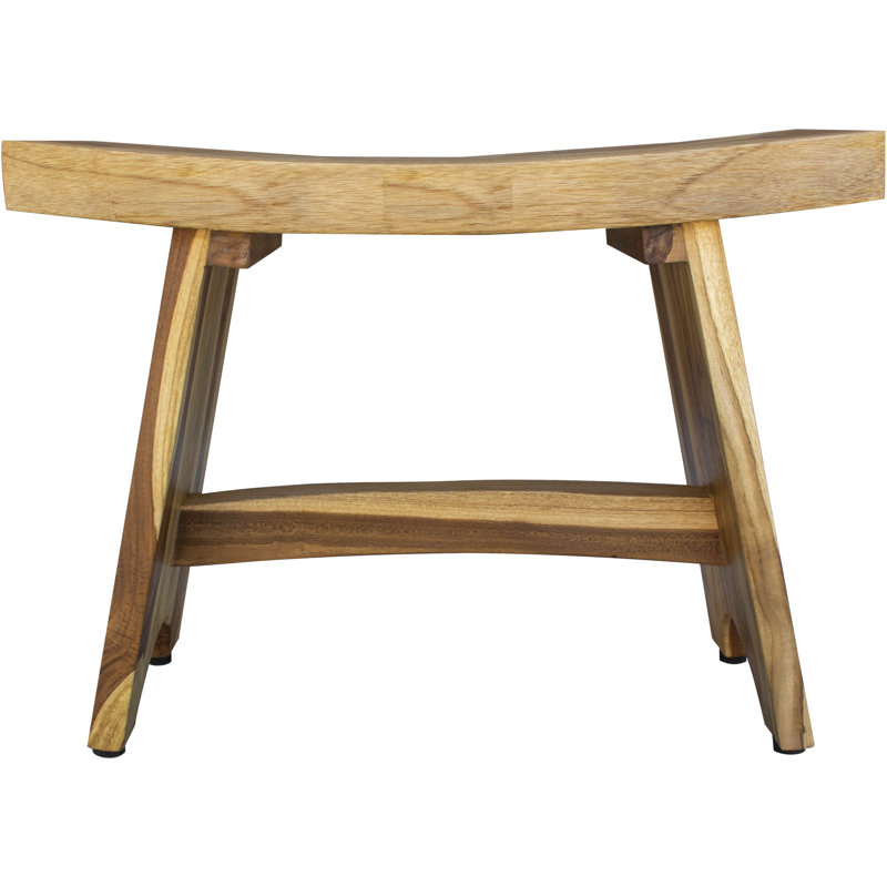 12'' W Teak Shower Bench, 19" H x 24" W x 12" D, Light Natural