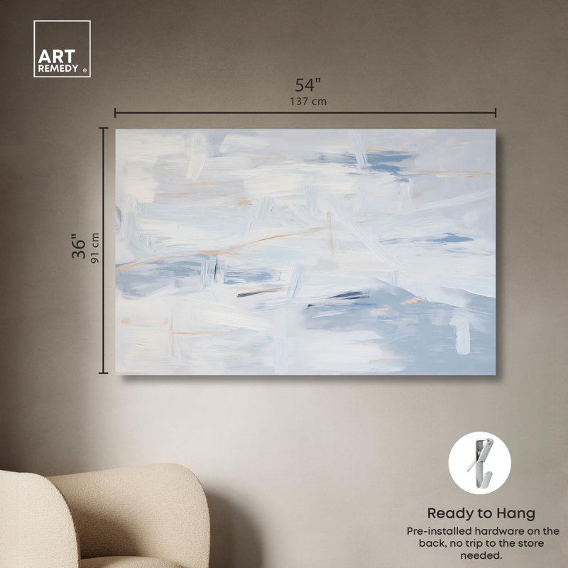 Art Remedy, toile abstraite neutre, Toile tendue, H 36 po x l 54 po