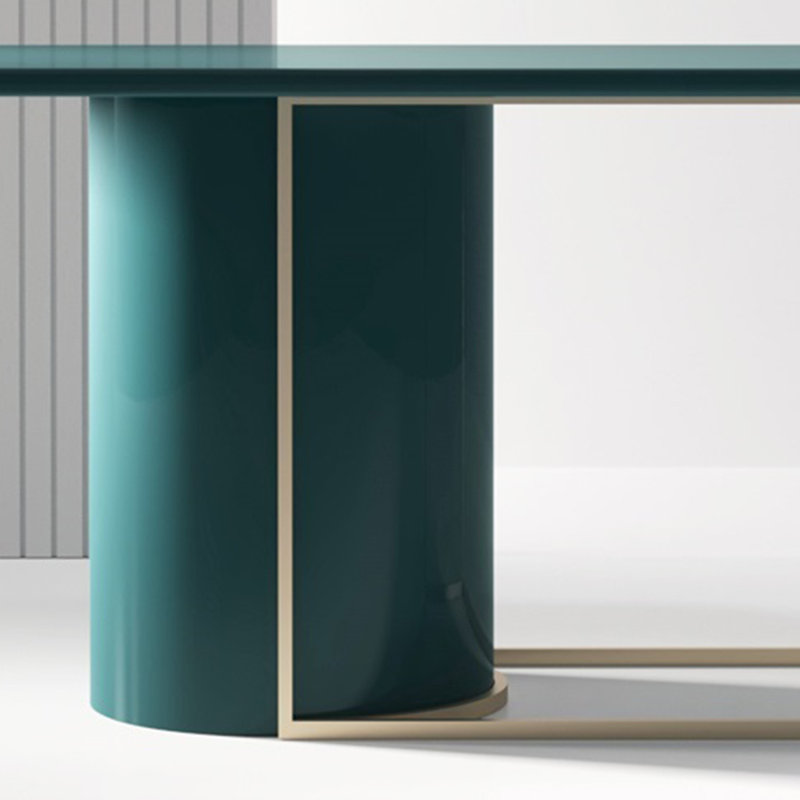 Bureau et bureau ovales en bois massif, H 29,53 po x l 94,49 po x P 35,43 po