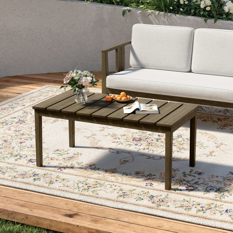Solid Wood Teak Outdoor Coffee Table, Brown