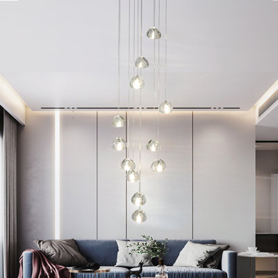 Bigham 12-Light Crystal Cluster Chandelier with Adjustable Length