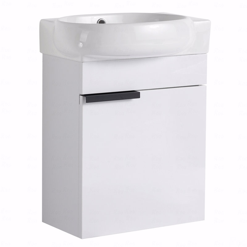 Meuble-lavabo à fermeture en douceur avec lavabo, Blanc