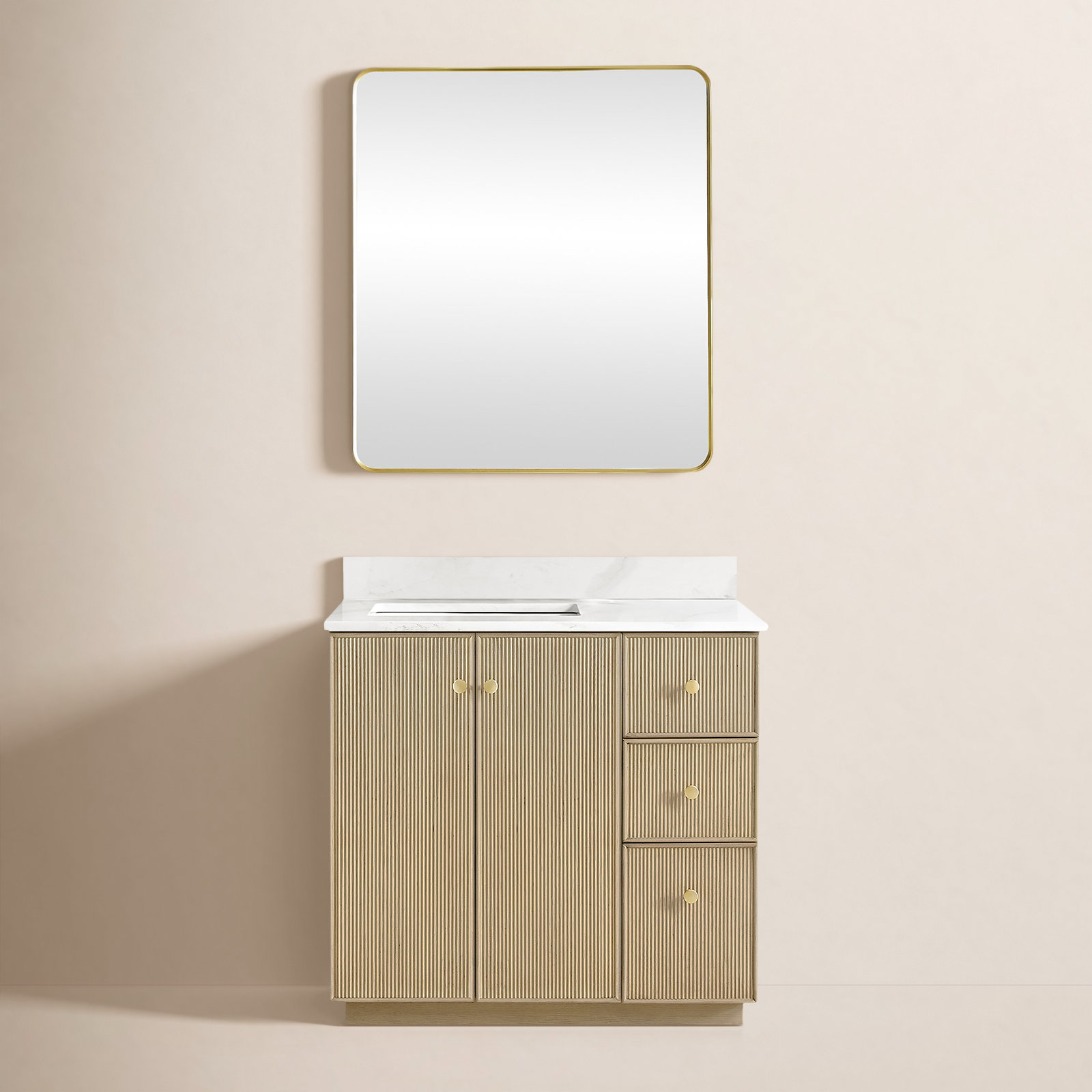 Amella 36'' Single Bathroom Vanity, Natural Oak