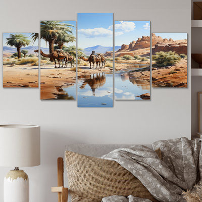  «Sahara Sands Depict II - Reproduction d'art mural animaux - 5 panneaux