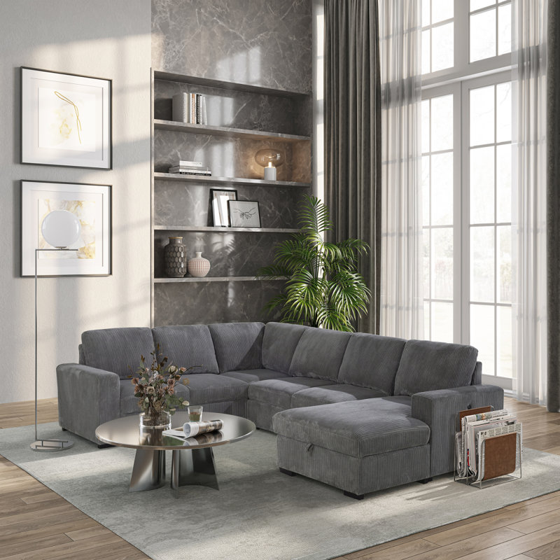 Melody Grey Sectional With Pullout