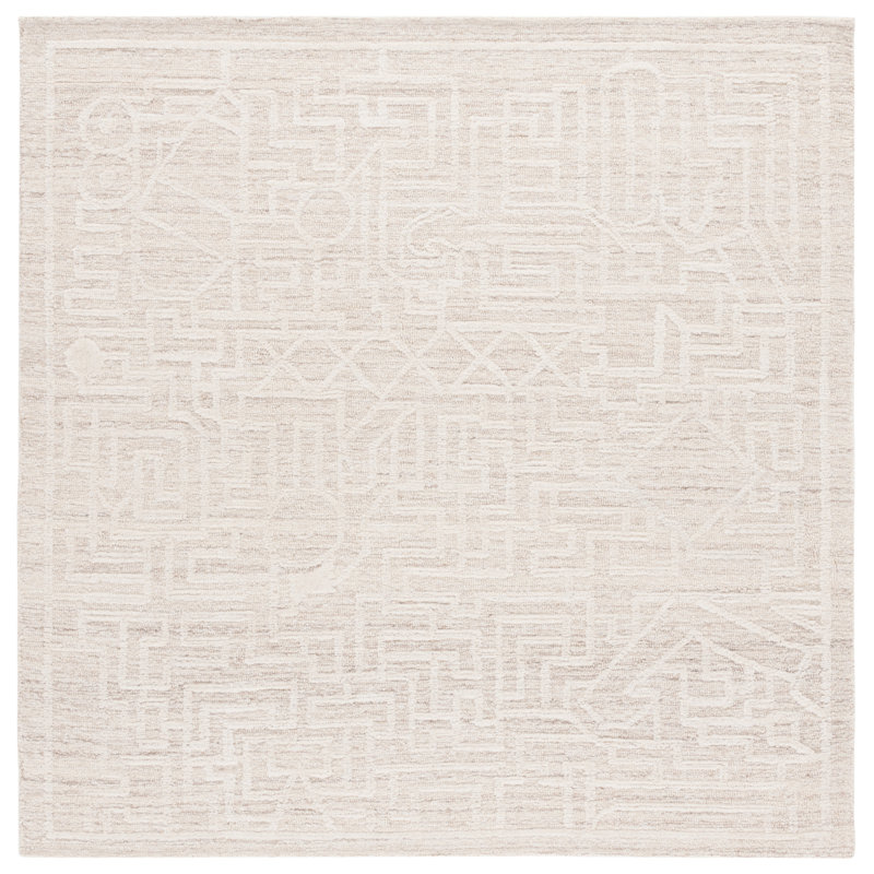 Lanny Hand Tufted Wool Pile Southwestern Rug, Square 6'