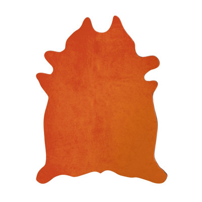 Tapis orange en cuir de vache fait à la main Plainsboro