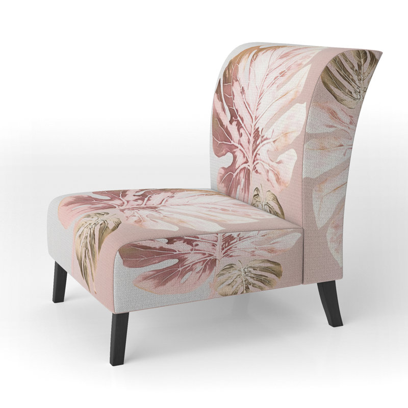 Moorton - Chaise d'appoint rembourrée et fauteuil tropical, Rose/vert