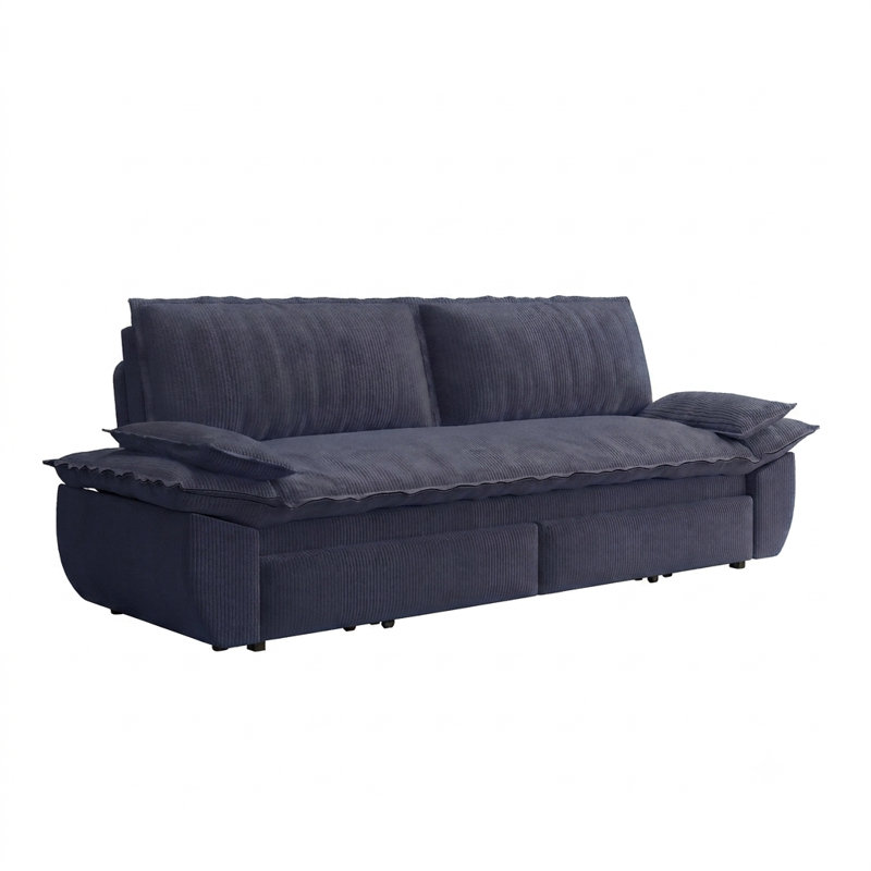 Canapé-lit convertible grand 3-en-1 de 73,2 po - Canapé-lit escamotable moderne avec méridienne, Blue