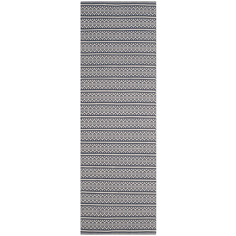 Melaina Hand Woven Cotton Striped Rug, Runner 2'3" x 6'