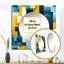 Yellow And Blue Geometric Blocks Harmony - Modern Square Mirror Wall Decor For Bedroom-100993766