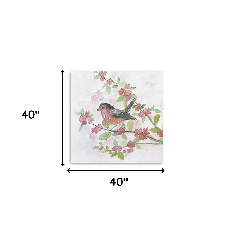Fleur et oiseau, impression murale sans cadre