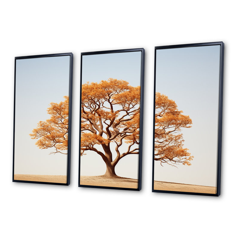 «Brown Essence Of Oak Tree», ensemble de reproductions d'art mural, Cadre flottant noir, H 28 po x l 36 po x P 1 po