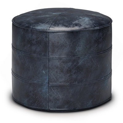 Repose-pieds Connor de 18 po de largeur en cuir véritable bleu marine vieilli