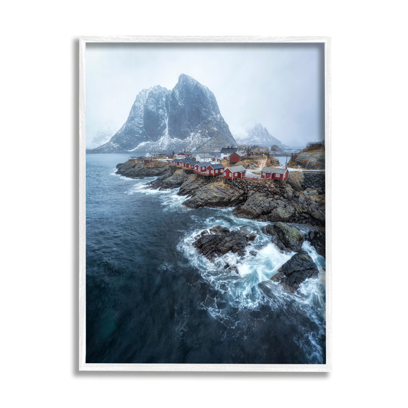 Bb-165-Coastal Ocean Village encadré sur bois par Danny Head, Giclée encadrée blanc bord de mer, H 14 po x l 11 po x P 1,5 po