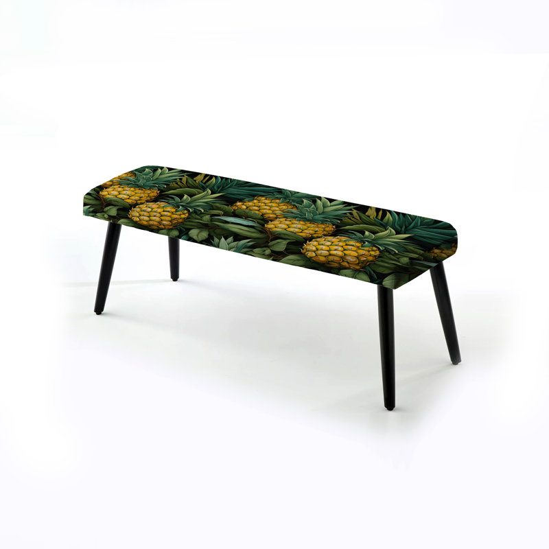 Pineapple Delight - motif tropical - banc rembourré noir Tropical