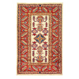 Borgus Hand Knotted Wool Area Rug in Ivory