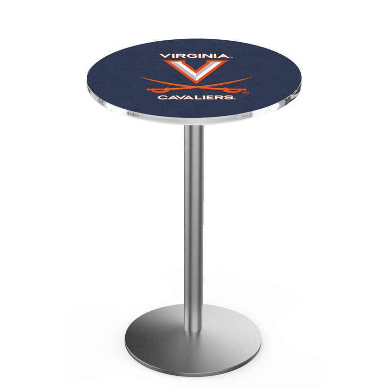 Round Metal Base Dining Table, Stainless Steel, University of Virginia