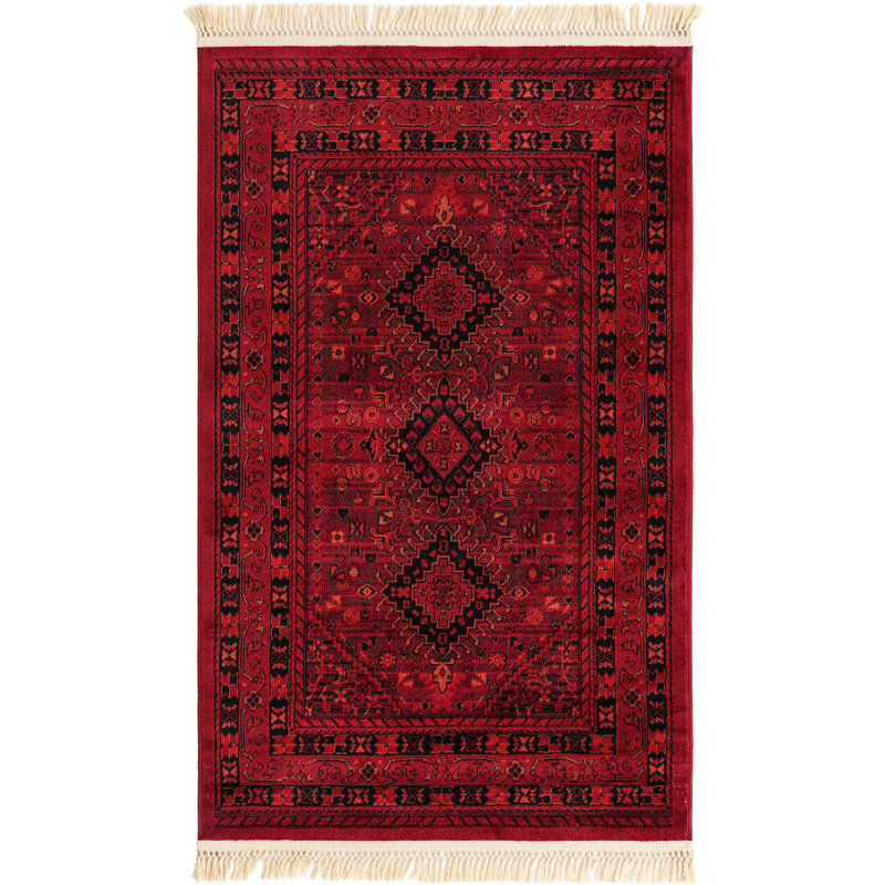 Tapis oriental en mélange rouge, Rectangle 3 pi 3 po x 5 pi 3 po