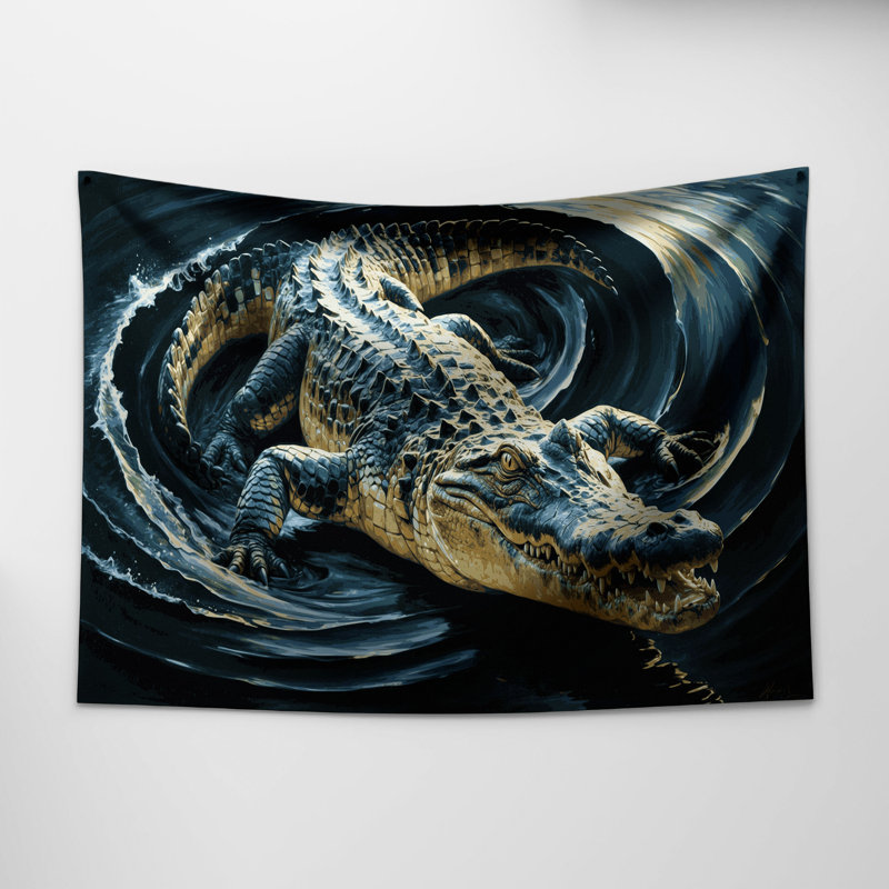 Tapisserie murale représentant un crocodile du Nil, 51 po x 60 po