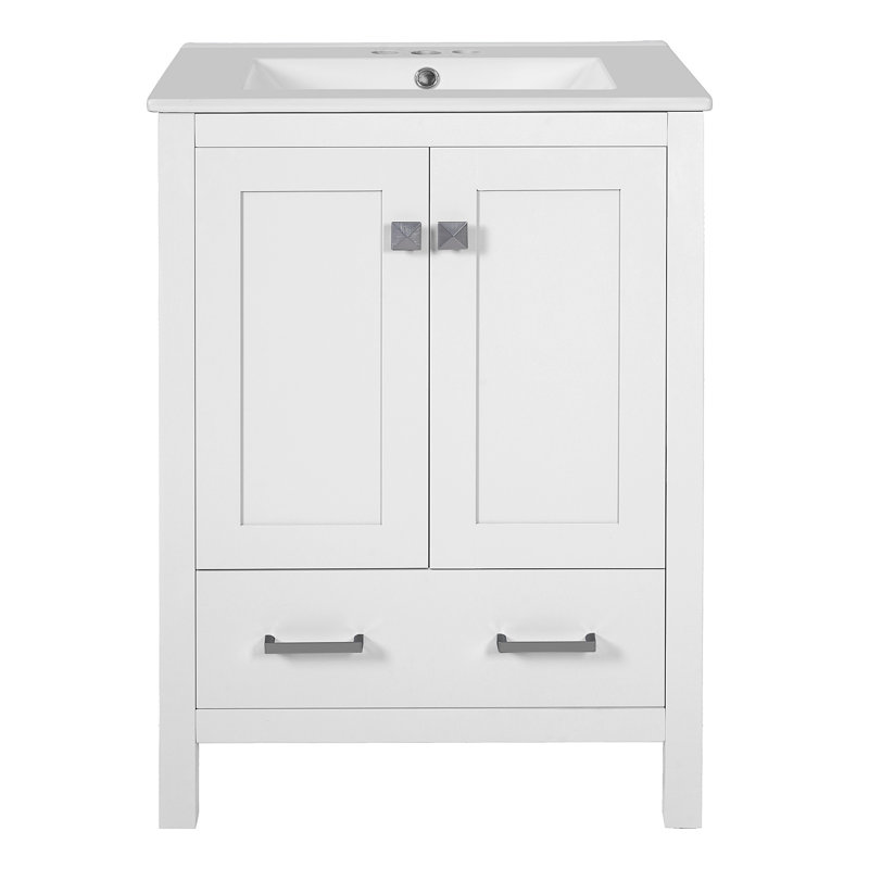 Meuble-lavabo 48 po avec lavabo encastré intégré, Blanc
