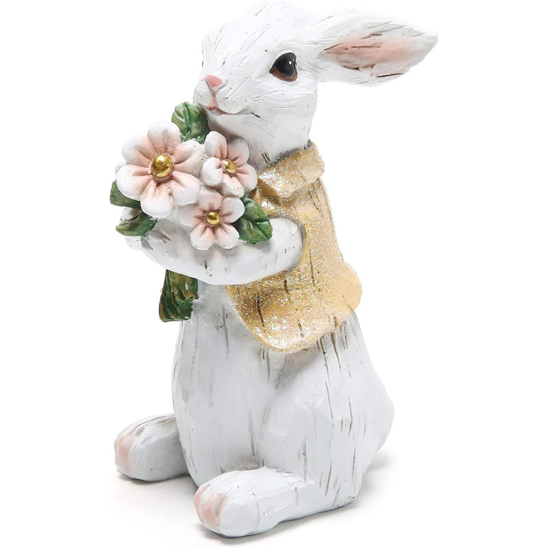 Figurines de lapin de Pâques, Blanc / Brun