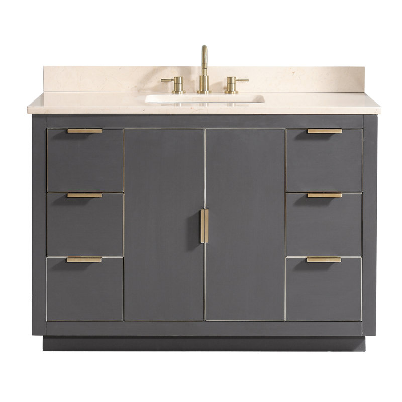 Austen 49'' W Single Vanity, Twilight Gray, White Quartz/Silver