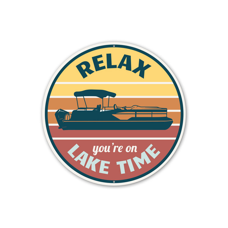Panneau en aluminium Relax Lake Time Boat, H 12 po x l 12 po x P 0,04 po