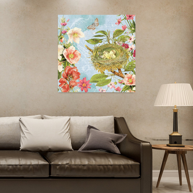 Contemporary Art Butterfly Bird Flower Art by Katie Pertiet - Wrapped Canvas Print, 81.28 cm H x 81.28 cm W