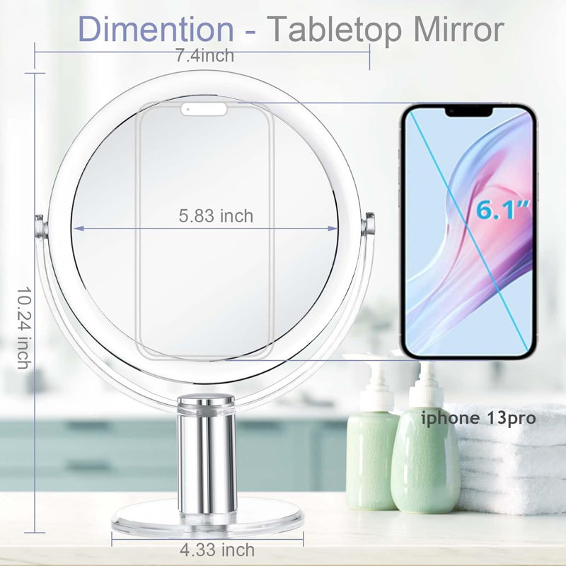 Double Sided 360 Degree Swivel Magnifying Mirror Portable Table Counter top Mirror